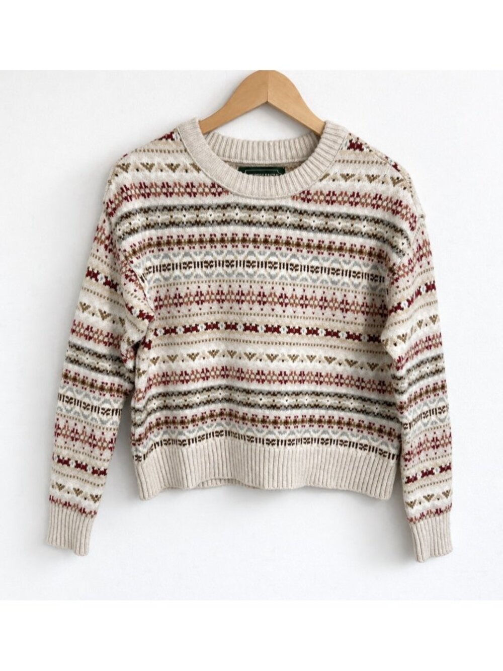 American Eagle Fair Isle Snowdrift Sweater Cream Multi Knit Cozy Women’s XS